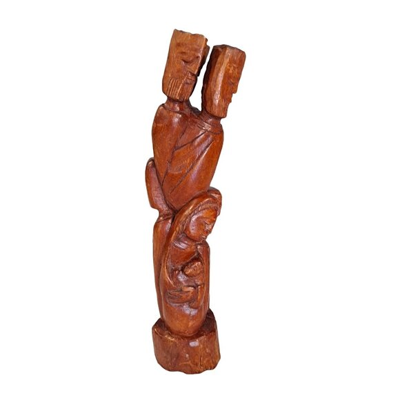 Mid Century Modern Wood Sculpture Statue Jesus Mary Joseph - Picture 1 of 6